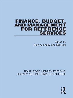 cover image of Finance, Budget, and Management for Reference Services